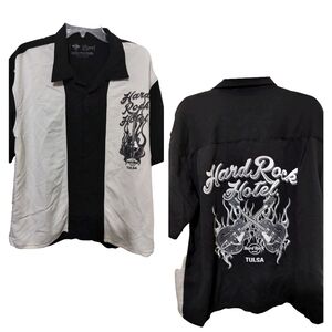 M362) Hard Rock Hotel Tulsa, Oklahoma  Button Up Short Sleeve Shirt Size XL
